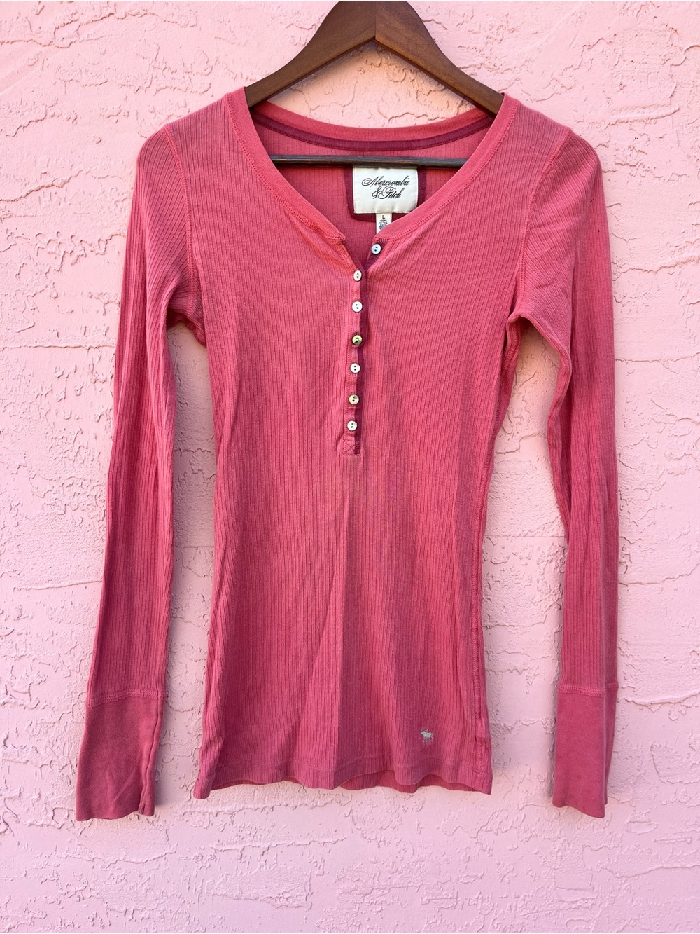 Vintage Abercrombie and Fitch Henley Top Shirt Size Large Faded Y2K Flaw